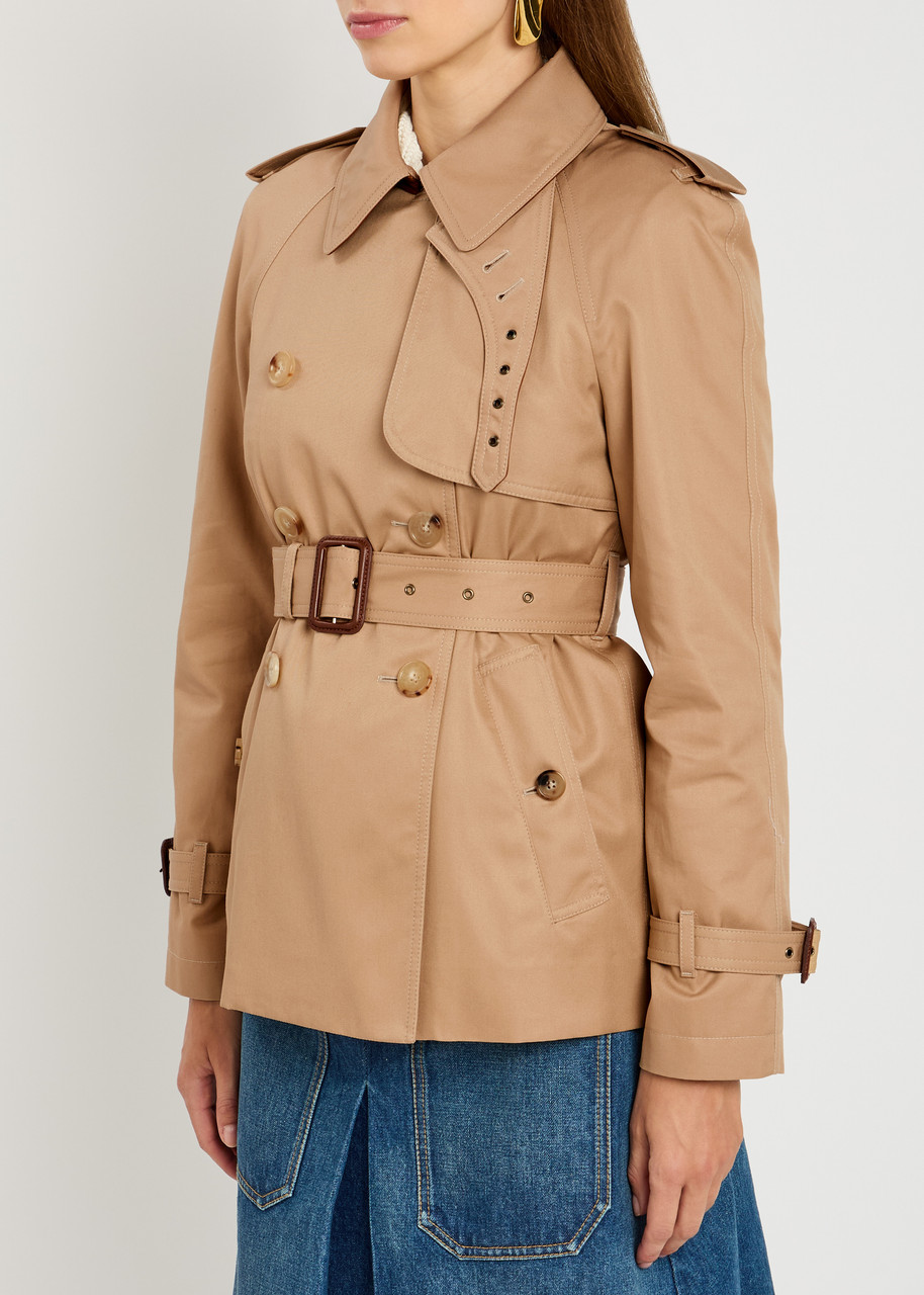 Chloé Chloe Double-breasted Cotton-twill Trench Jacket In Brown