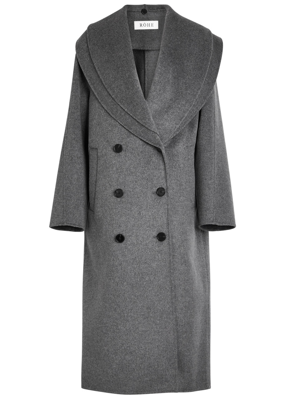 Rohe Scarf-effect Wool And Cashmere-blend Coat In Gray