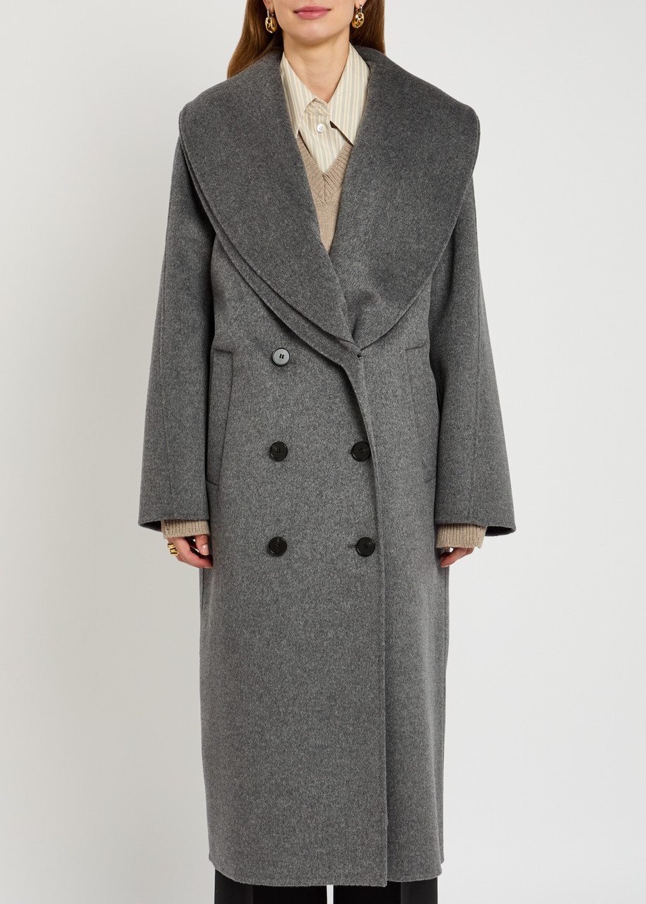 Rohe Scarf-effect Wool And Cashmere-blend Coat In Gray