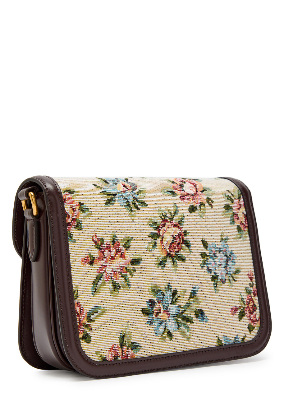 Valentino Garavani Floral-jacquard Canvas And Leather Cross-body Bag In White