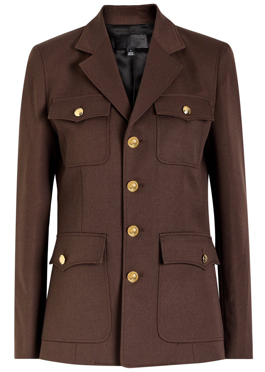 Nili Lotan Nelson Wool Jacket In Brown