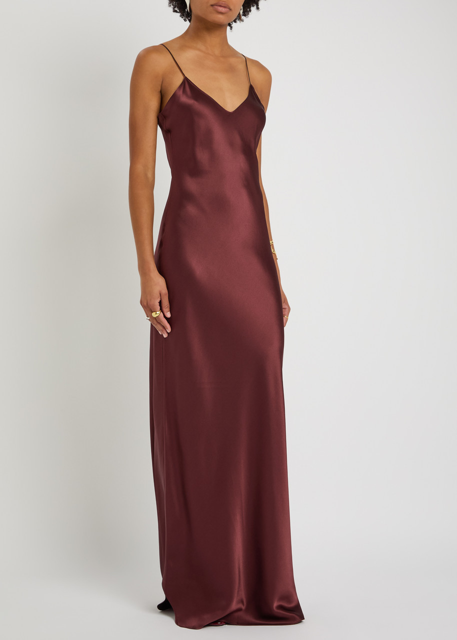 Nili Lotan Cami Silk Gown In Red