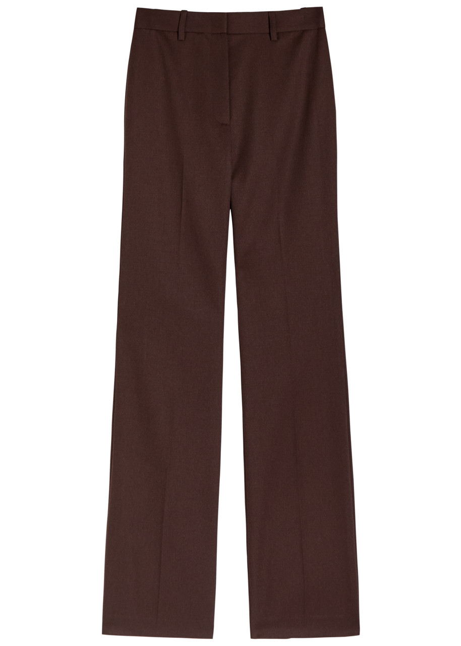 Nili Lotan Corette Straight-leg Wool Trousers In Brown