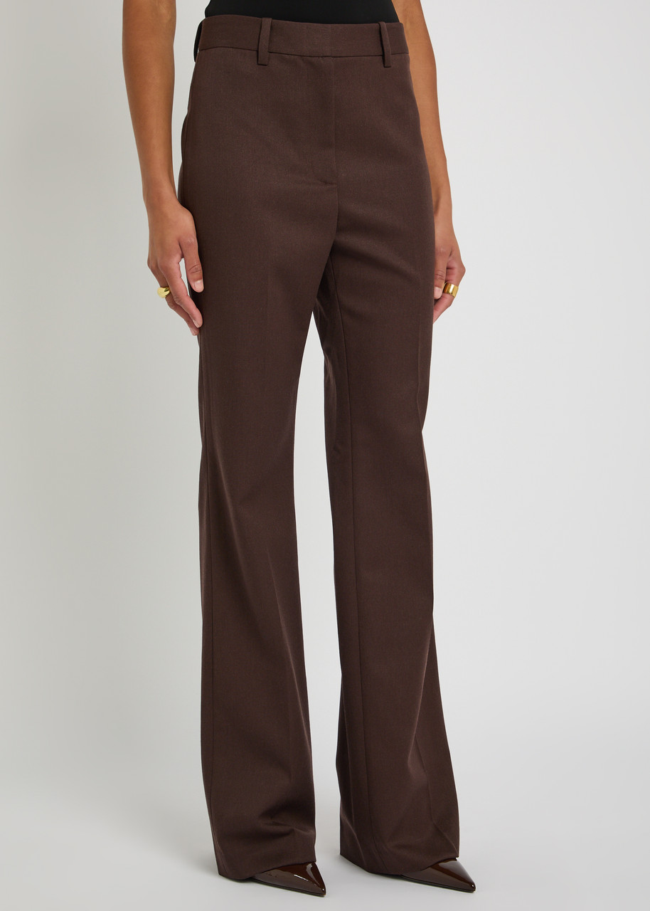 Nili Lotan Corette Straight-leg Wool Trousers In Brown