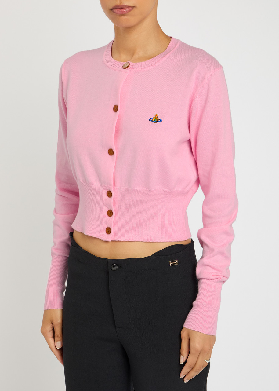 Vivienne Westwood Bea Cotton And Cashmere-blend Cropped Cardigan In Pink