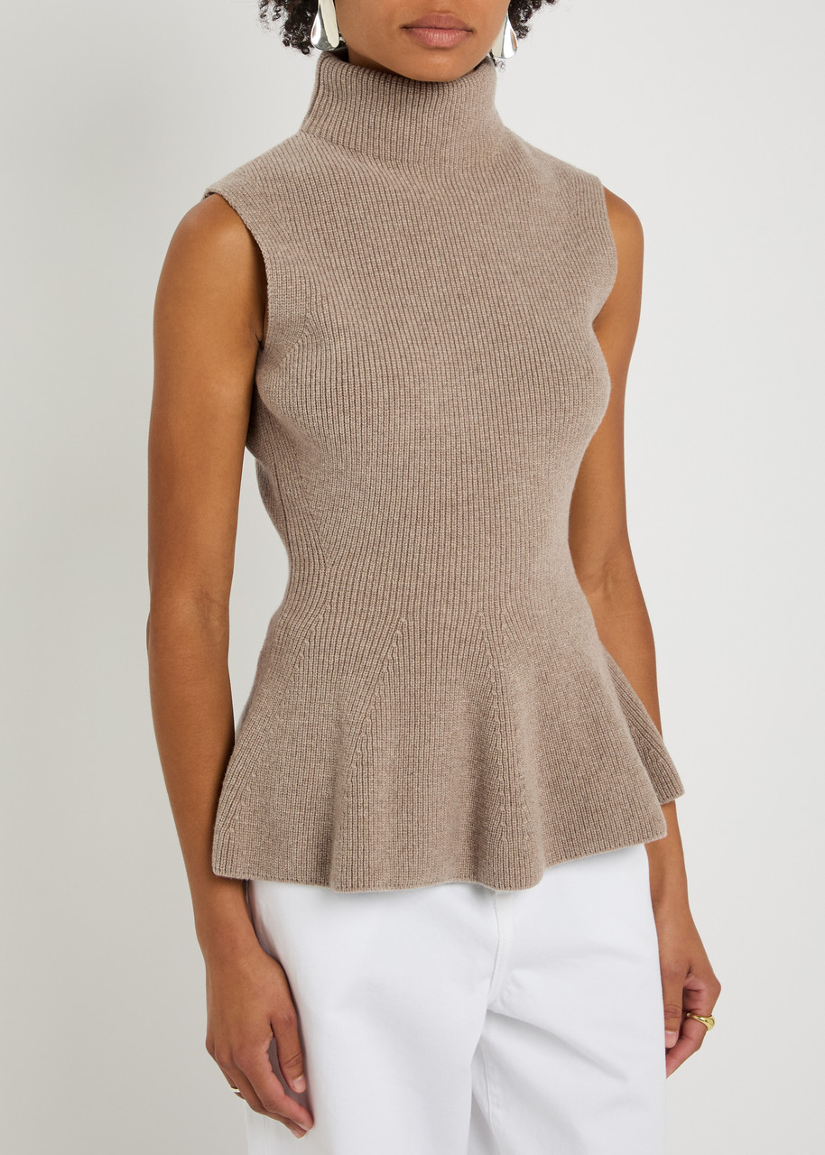 Rohe Sculptural Wool And Cashmere-blend Top In Brown