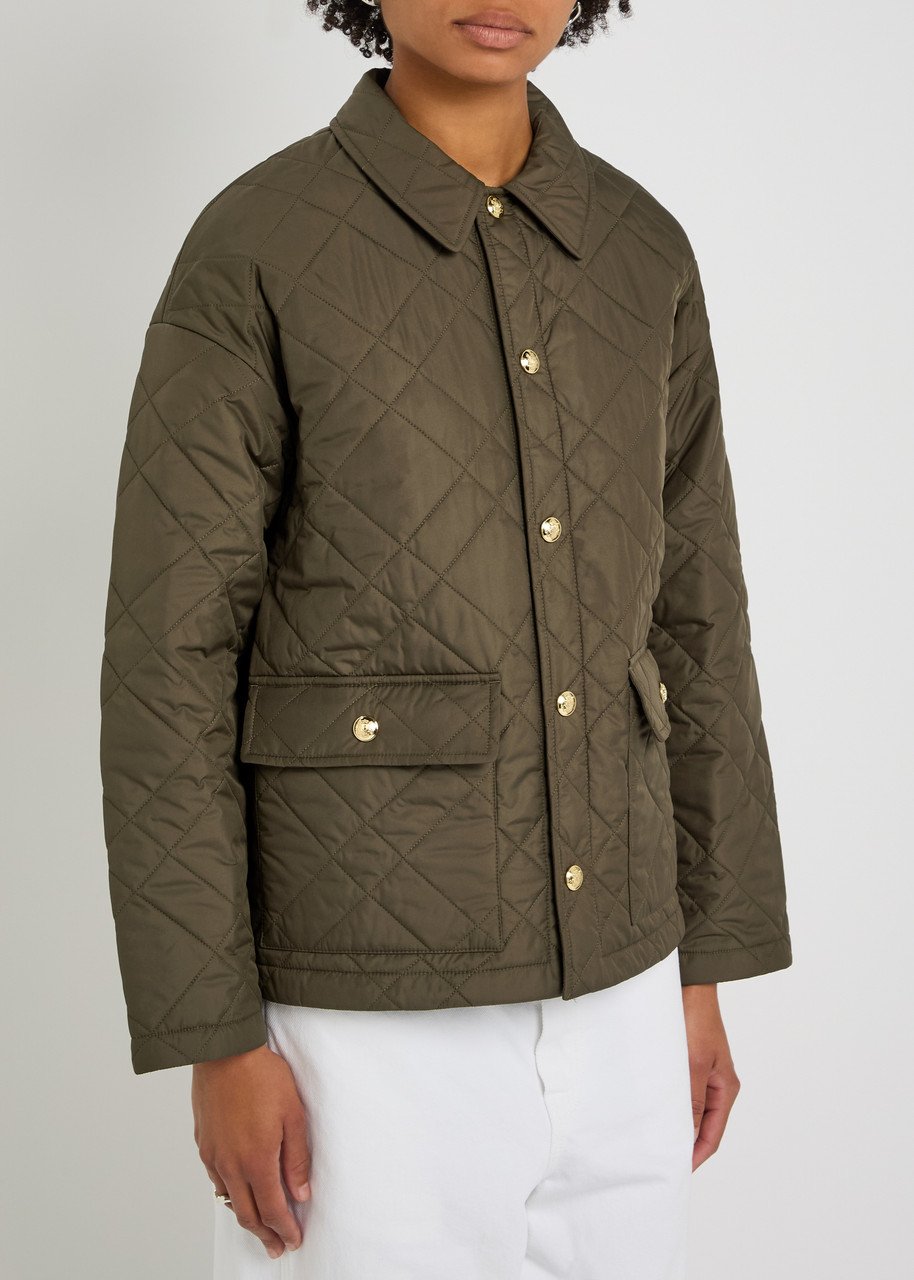  Nili Lotan Helah Quilted Shell Jacket - Green - L (uk14 / L) 
