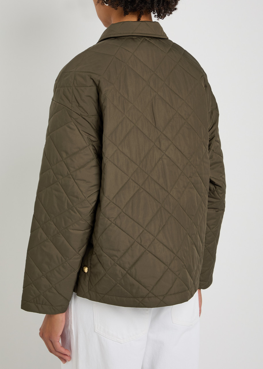 Nili Lotan Helah Quilted Shell Jacket - Green - L (uk14 / L) 