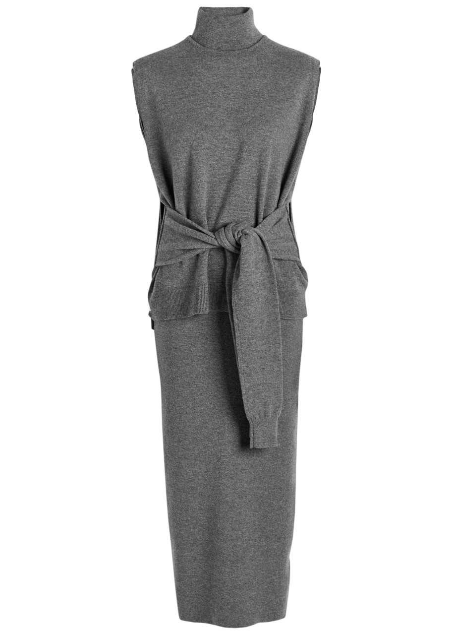 Rohe Layered Wool-blend Midi Jumper Dress In Gray