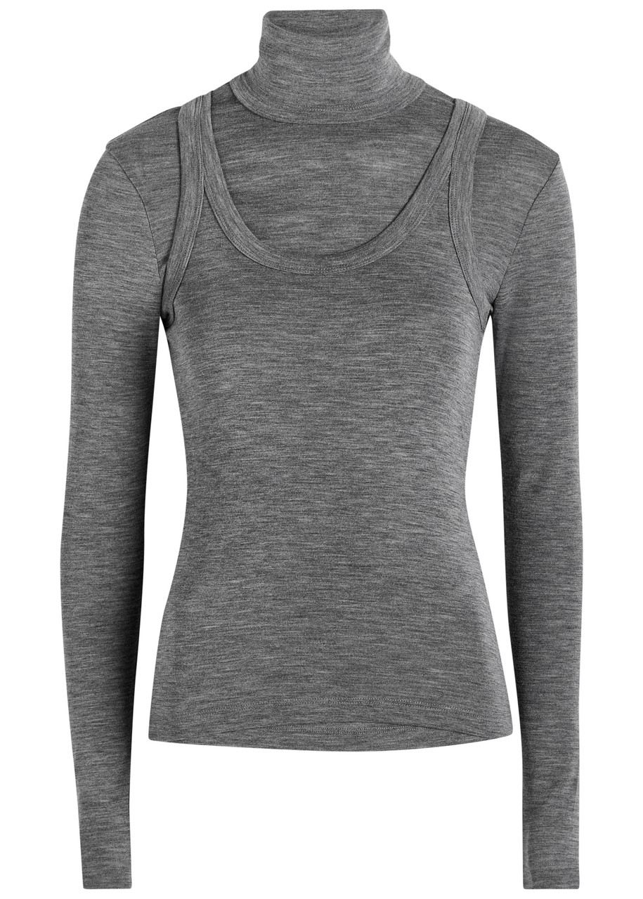 Rohe Layered Wool Top In Gray