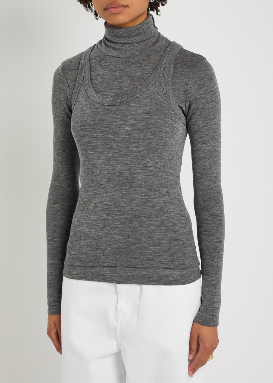 Rohe Layered Wool Top In Gray