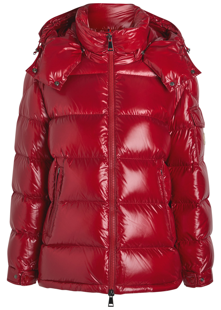 Moncler Ruby Red Down Jacket In Lacquered Nylon Women In Red