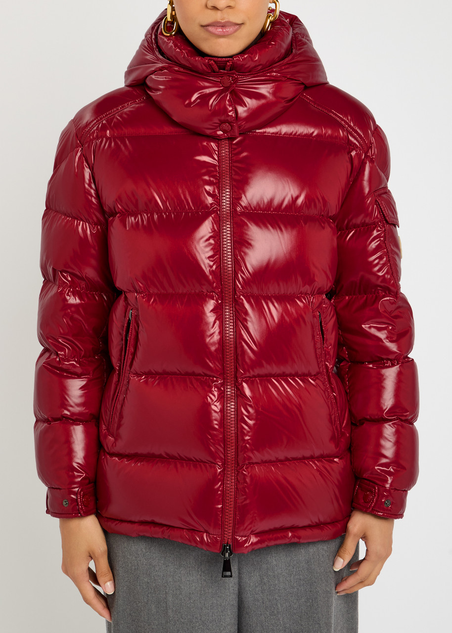Moncler Ruby Red Down Jacket In Lacquered Nylon Women In Red