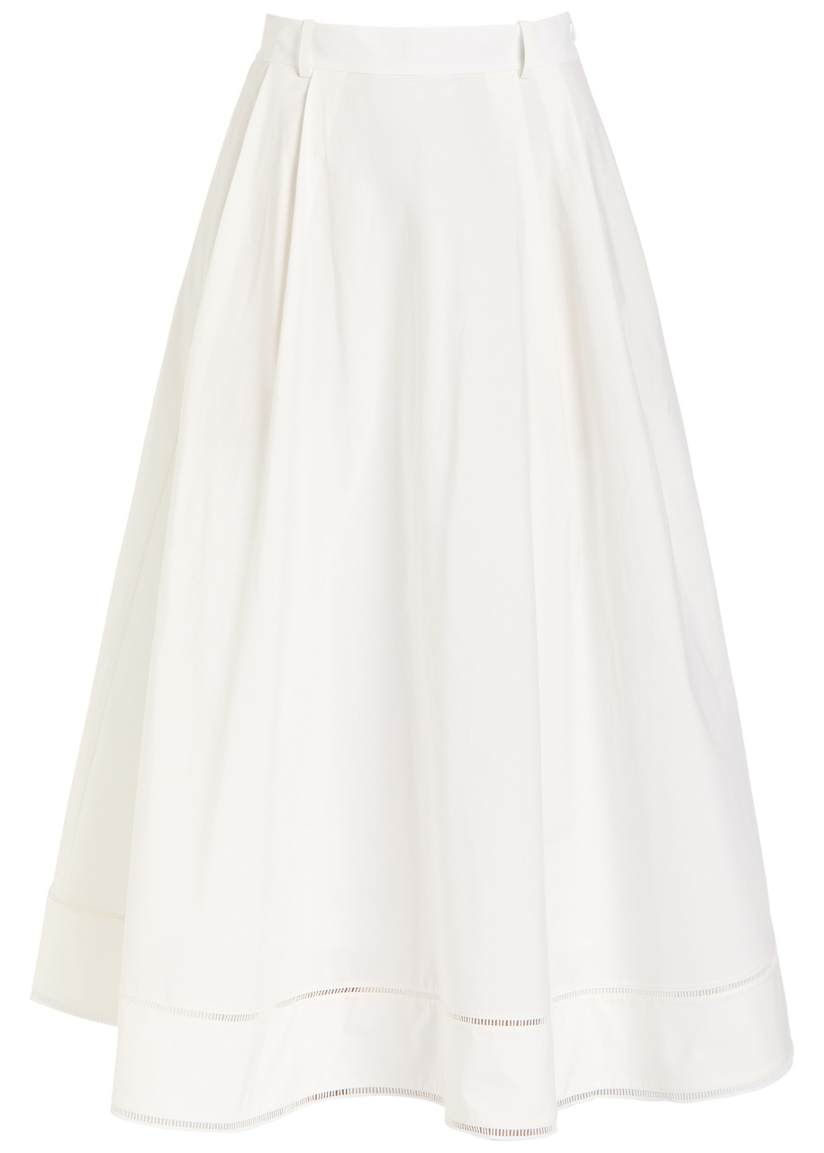 Rohe Embroidered Cotton-poplin Midi Skirt In White