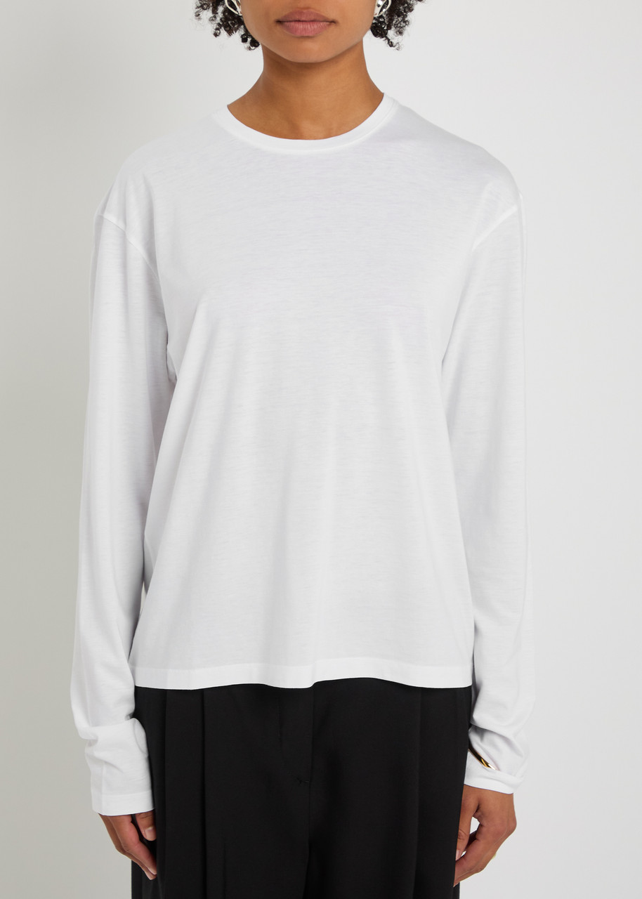 Totême Classic Long-sleeve Lyocell And Cotton T-shirt In White