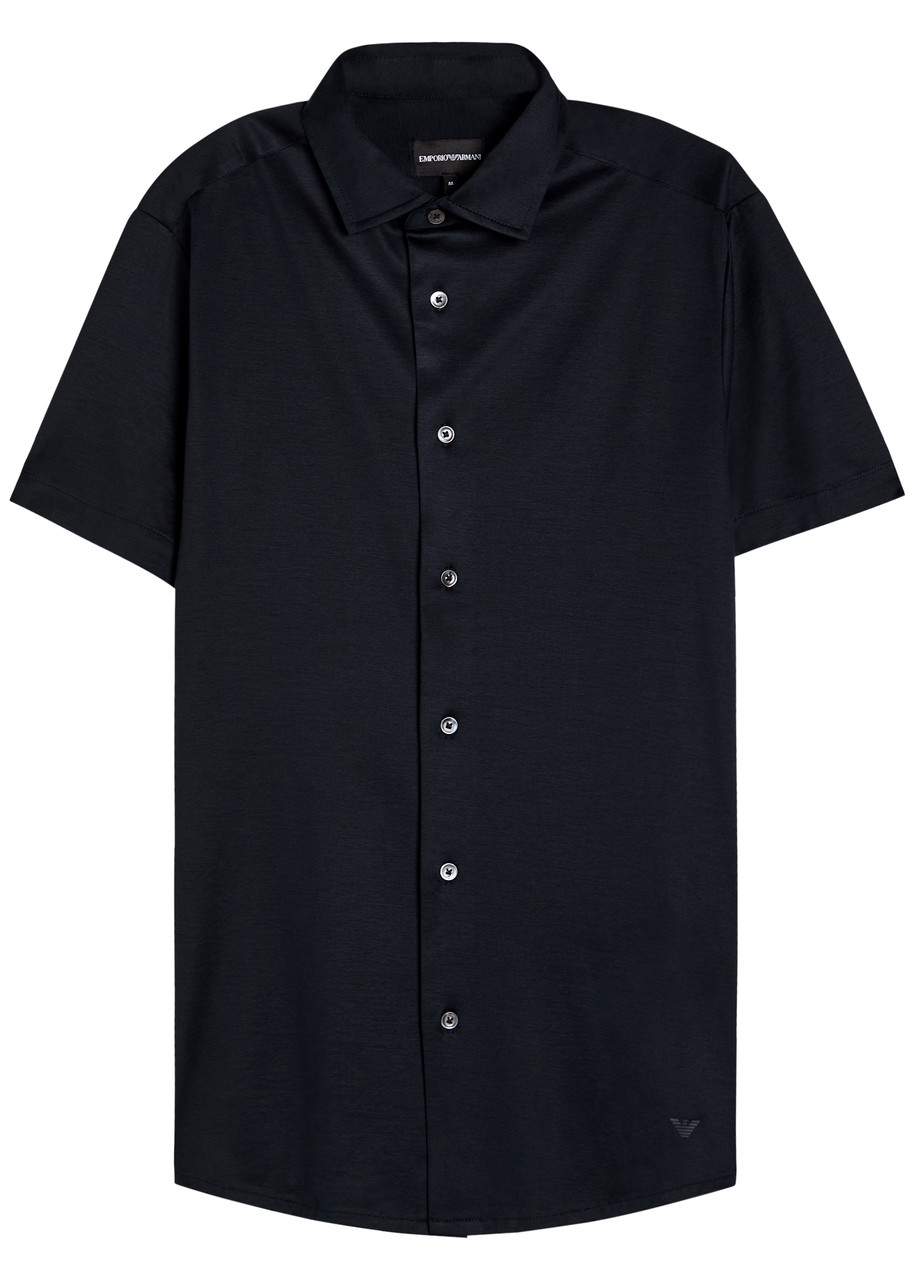 Emporio Armani Slim Fit Button Down Shirt In Black