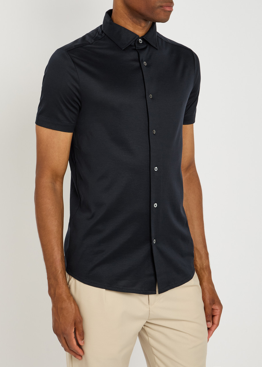 Emporio Armani Slim Fit Button Down Shirt In Black