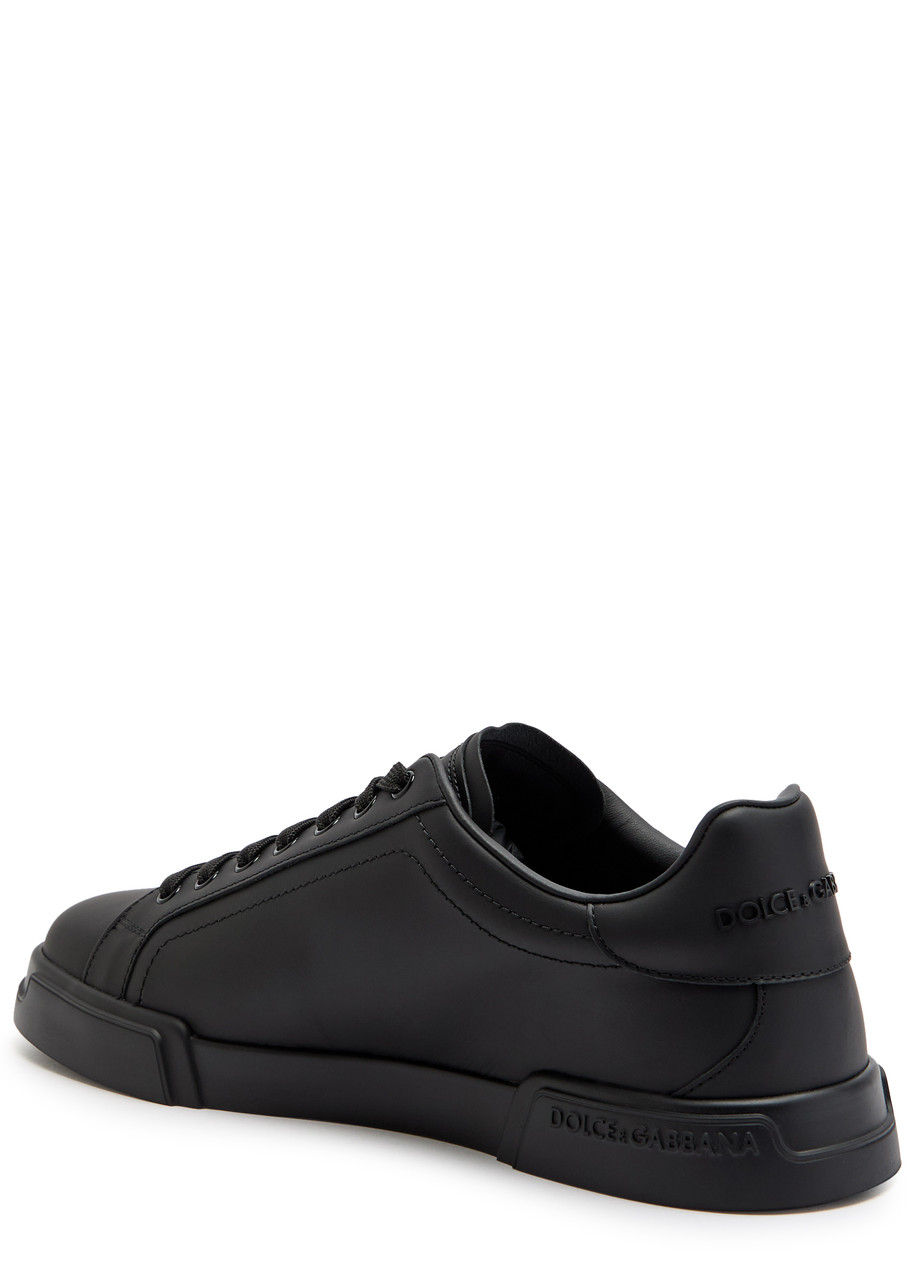 Dolce & Gabbana Portofino Sneakers In Nappa Color Black In Black