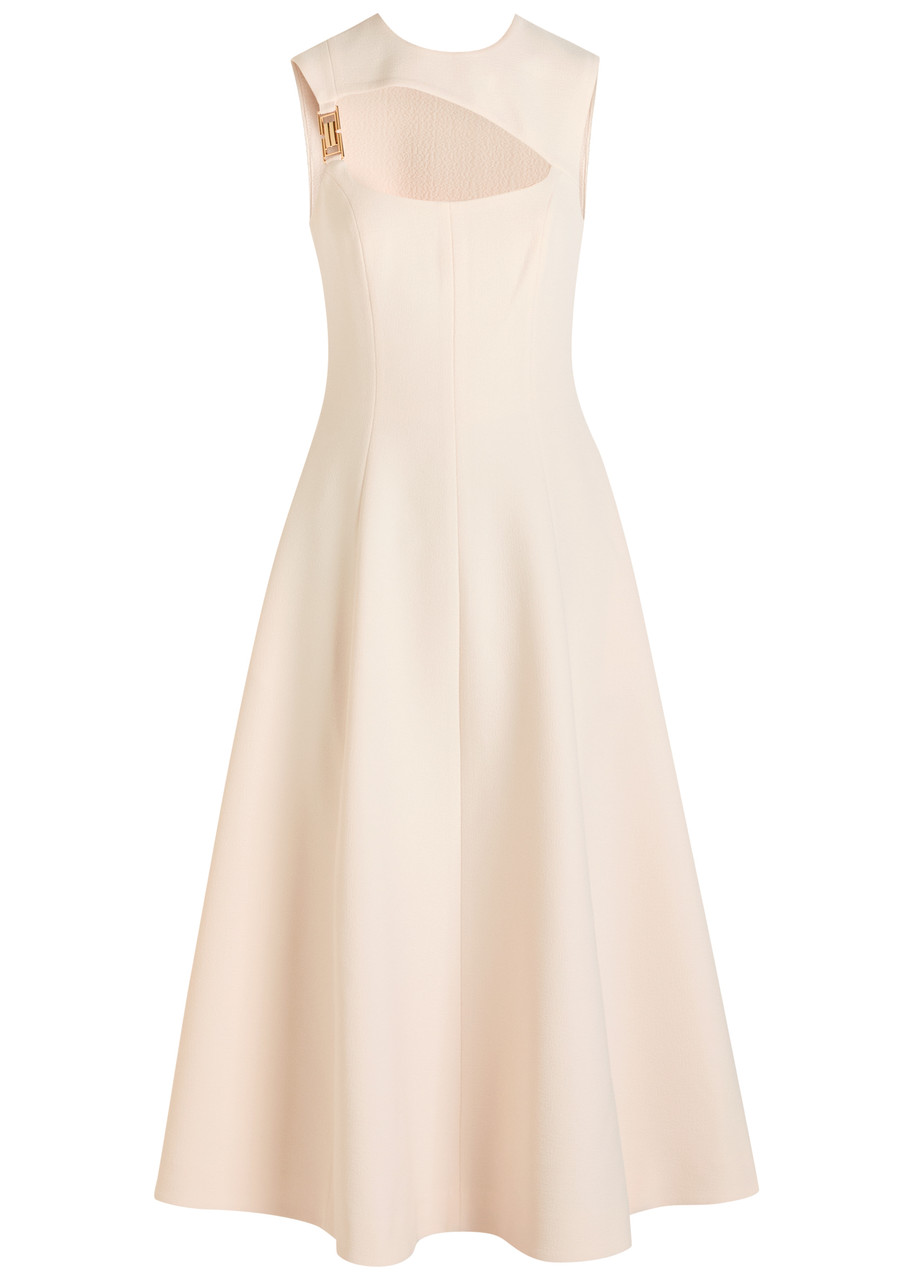 Rebecca Vallance Freja Cut-out Crepe Midi Dress - Cream - 16 (UK16 / XL)