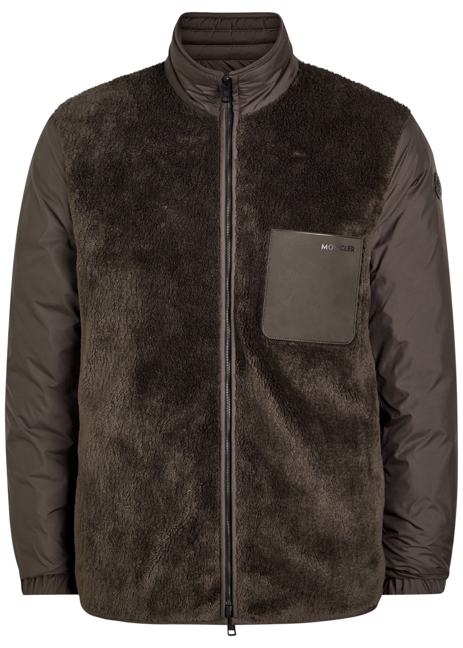 Moncler Livra Giubbotto Reversible Fleece And Shell Jacket In Brown