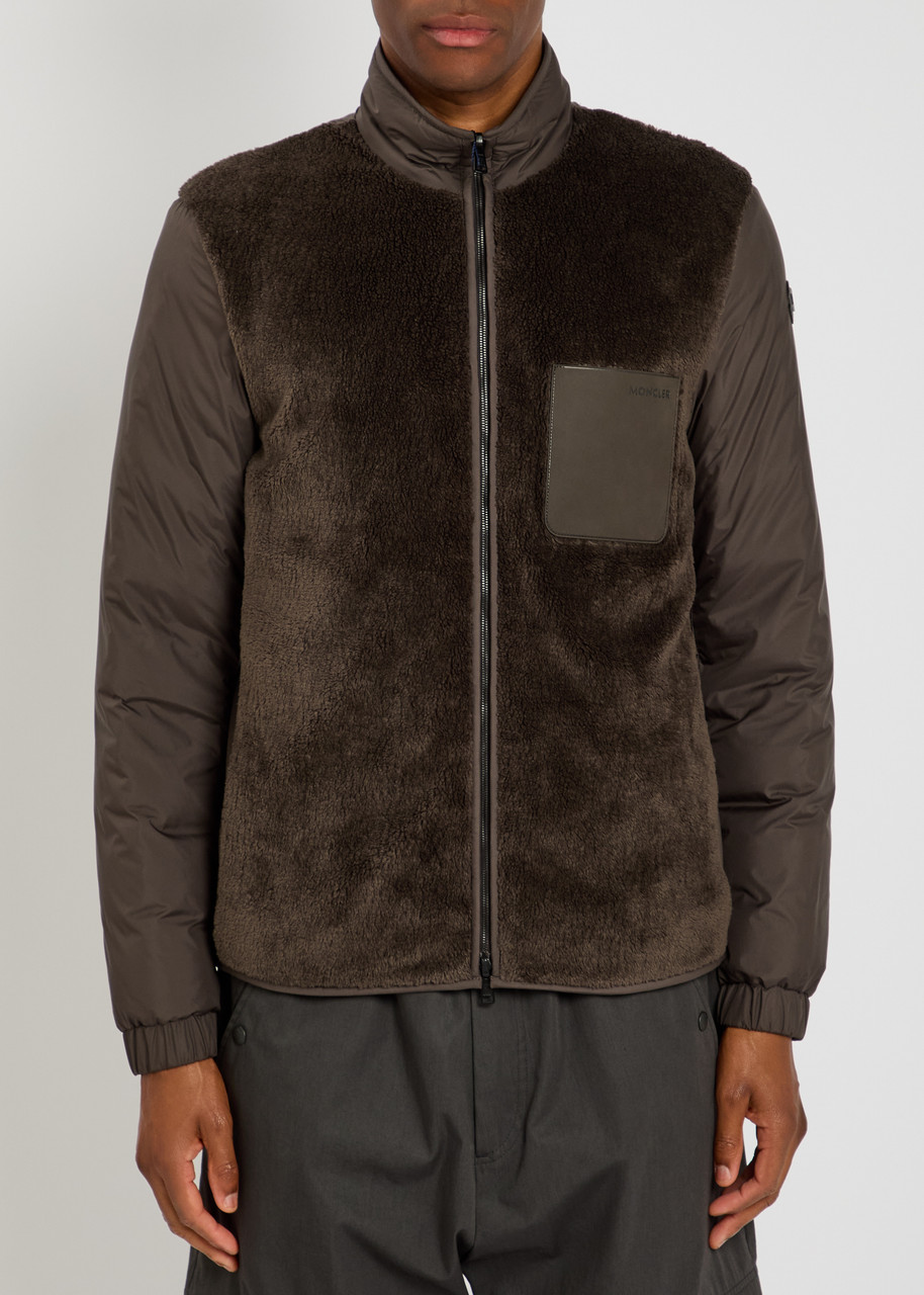 Moncler Livra Giubbotto Reversible Fleece And Shell Jacket In Brown