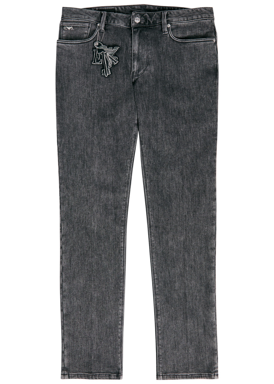 Emporio Armani Tapered-leg Jeans In Gray