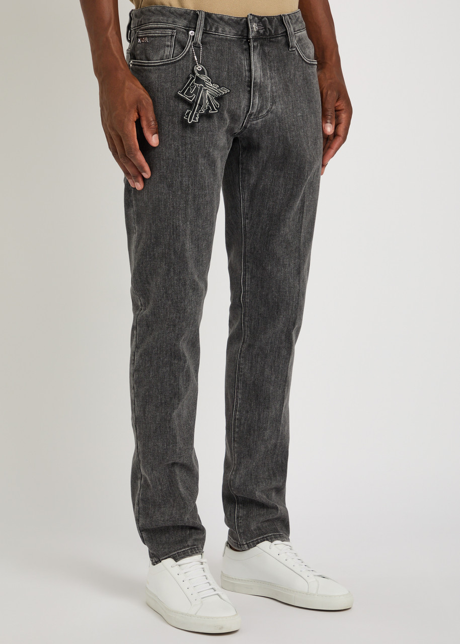 Emporio Armani Tapered-leg Jeans In Gray