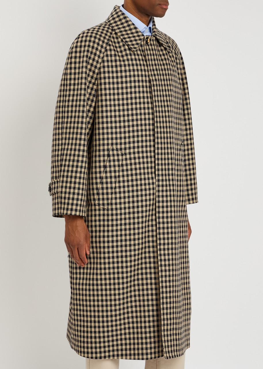 Valentino Coat With Vichy Pattern In Cotton And Wool In Neutral