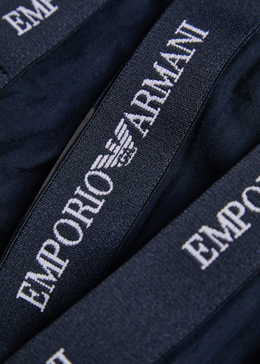 Emporio Armani Logo-jacquard Stretch-cotton Trunks In Blue