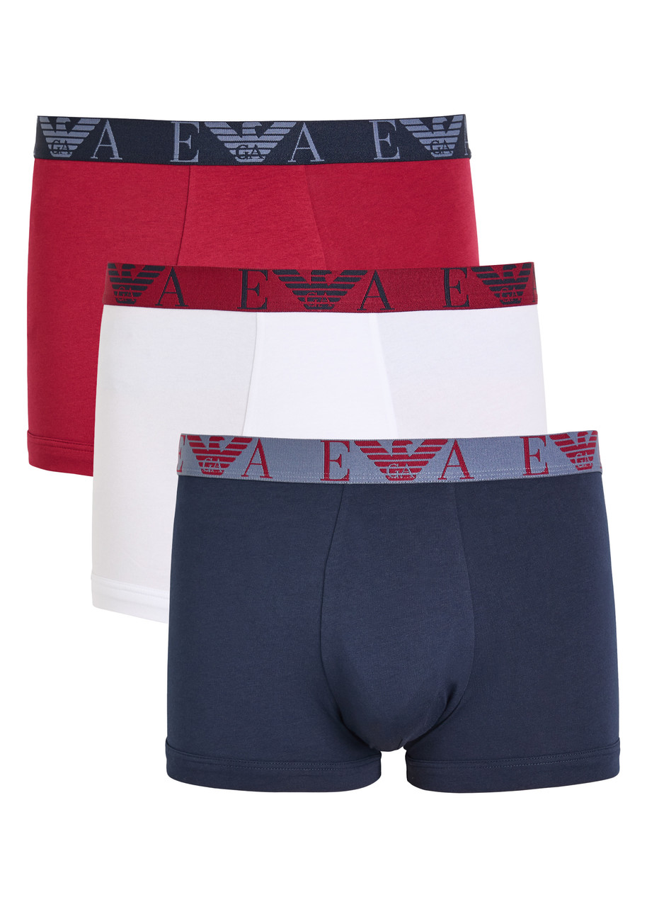 Emporio Armani Logo-jacquard Stretch-cotton Boxers - set of Three - Multicoloured - L