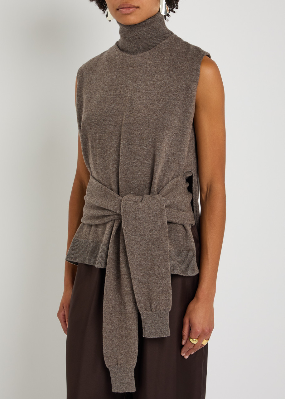 Rohe Layered Merino Wool And Cashmere-blend Top In Brown
