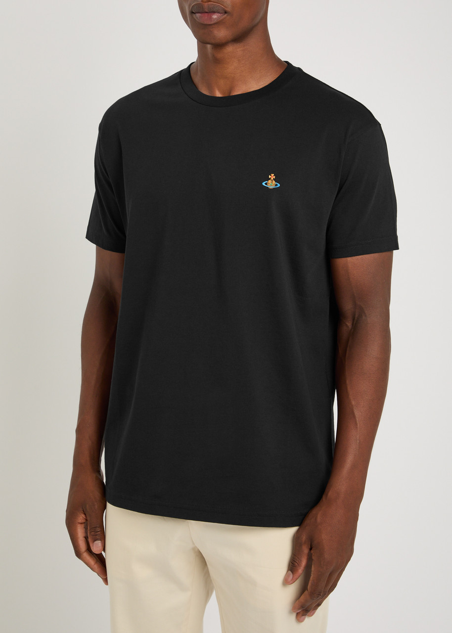 Vivienne Westwood Organic Cotton T-shirt With Signature Orb Logo In Black