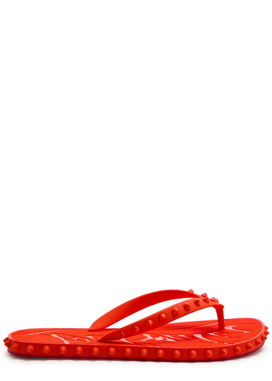 Christian Louboutin Super Loubi Stud-embellished Rubber Flip Flops - Red - 40 (IT40 / UK7)