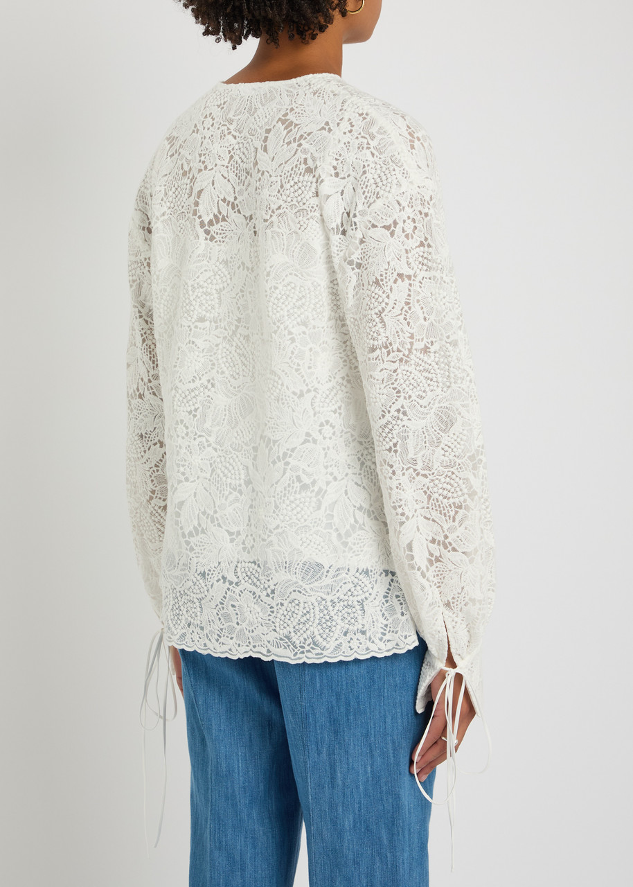Erdem Ditsy Floral Guipure-lace Blouse In White
