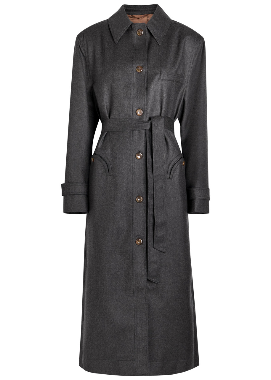 Blazé Milano Blaze Milano Basotto Belted Wool Trench Coat In Gray