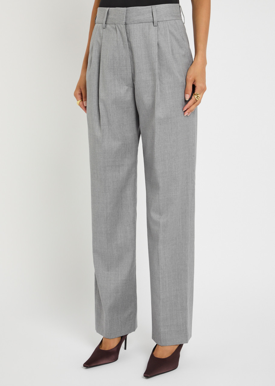 Blazé Milano Blaze Milano Fox Pleated Wool Trousers In Gray
