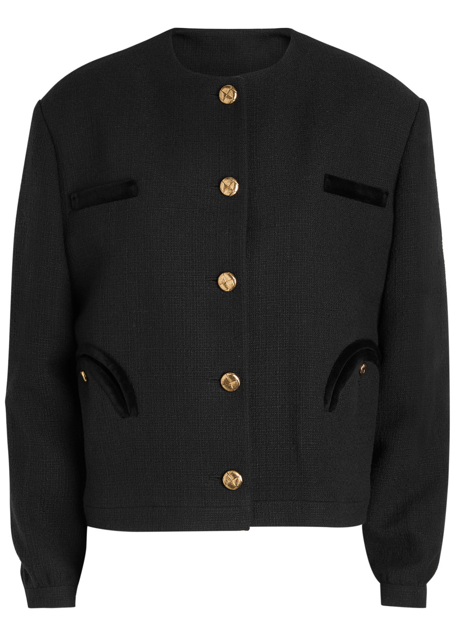 Blazé Milano Cropped Black Cotton Bolero With Golden Buttons In Black