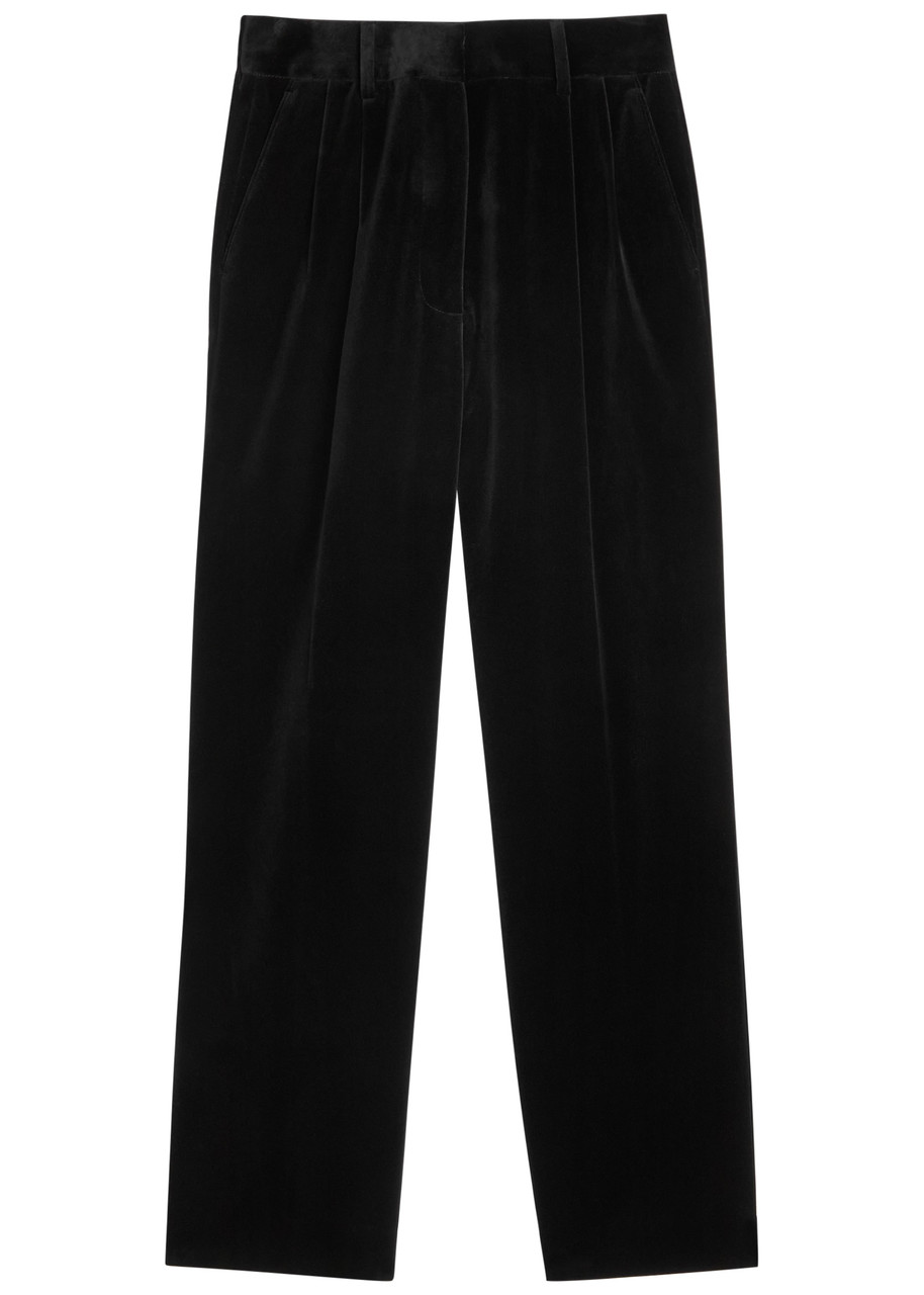 Blazé Milano Blaze Milano Fox Pleated Velvet Trousers In Black