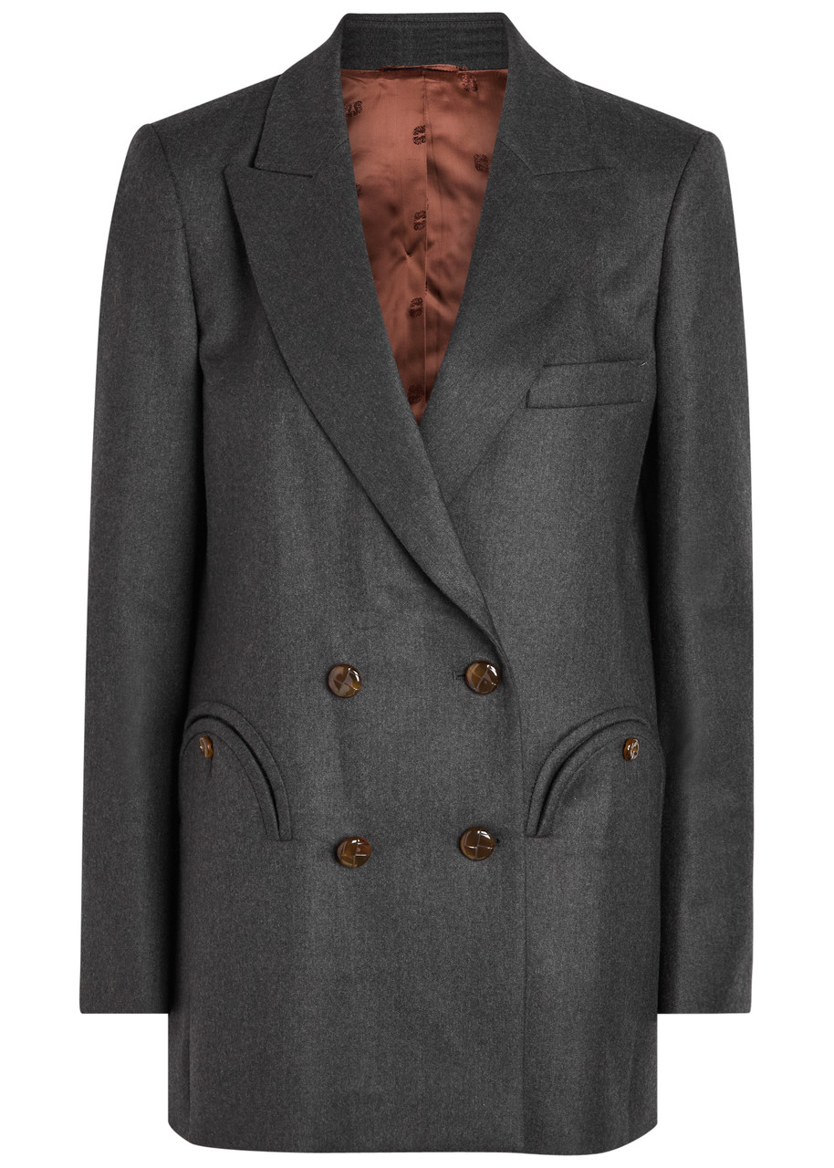 Blazé Milano Grey Wool Double-breasted Blazer In Gray