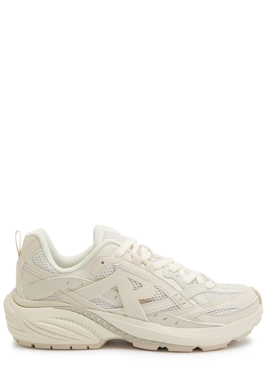 Represent Mens Beige Fashion Runner Mesh And Leather Low-top Trainers In Neutral