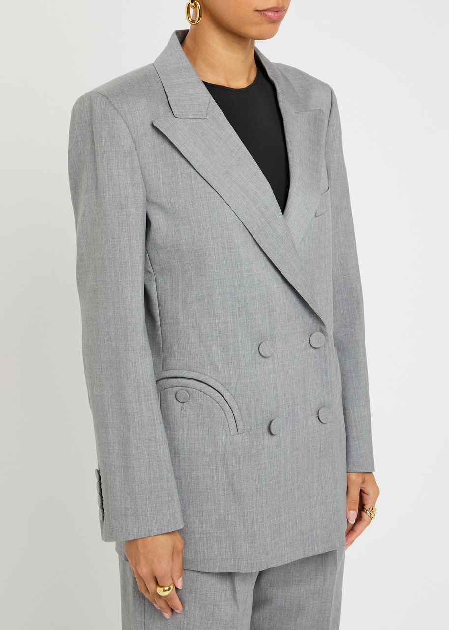 Blazé Milano Blaze Milano Everynight Double-breasted Wool Blazer In Gray