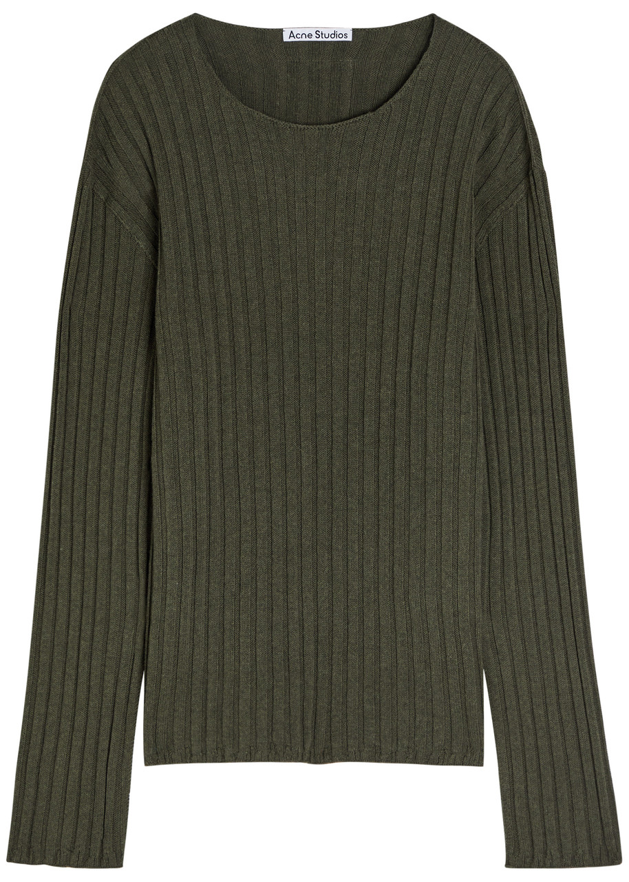 Acne Studios Ribbed-knit Jumper In Green