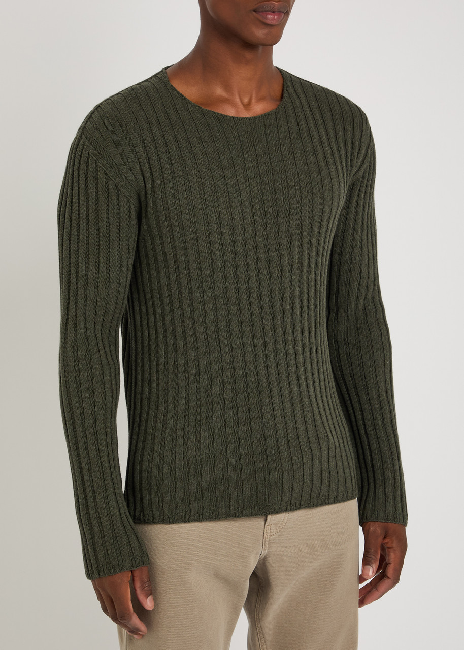 Acne Studios Ribbed-knit Jumper In Green