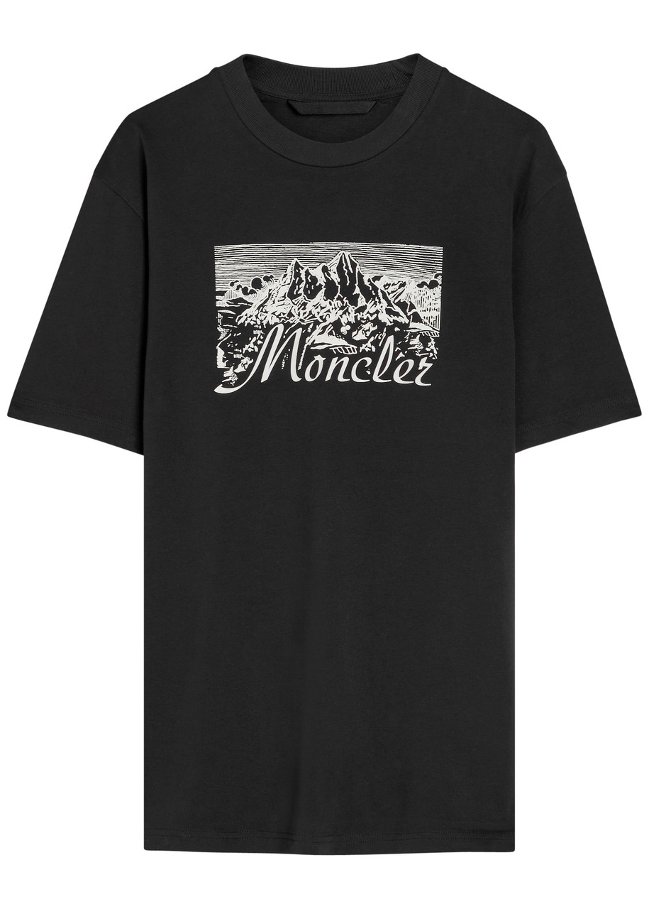 Moncler Graphic Mountain Print Short Sleeve T-shirt In Black
