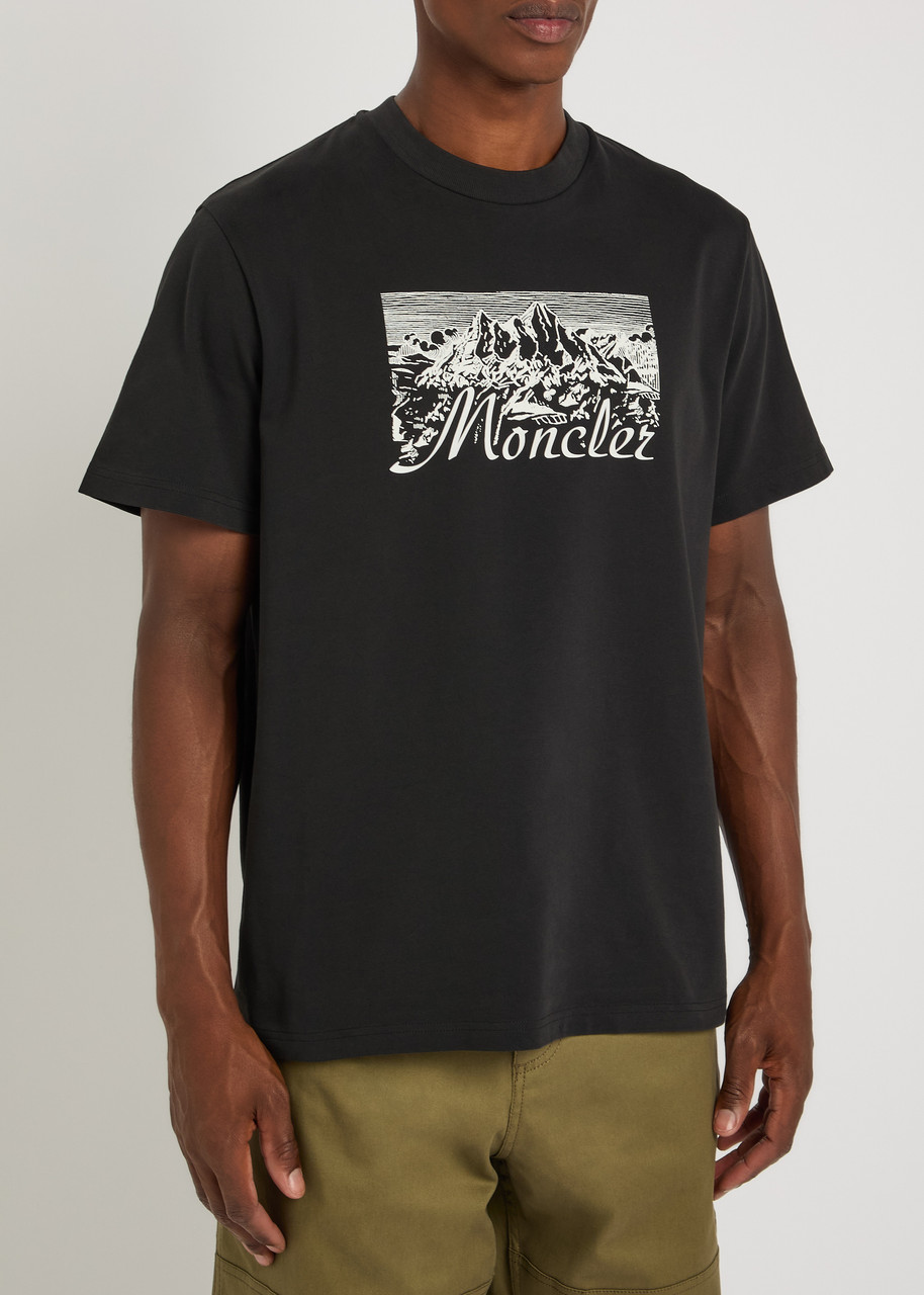 Moncler Graphic Mountain Print Short Sleeve T-shirt In Black
