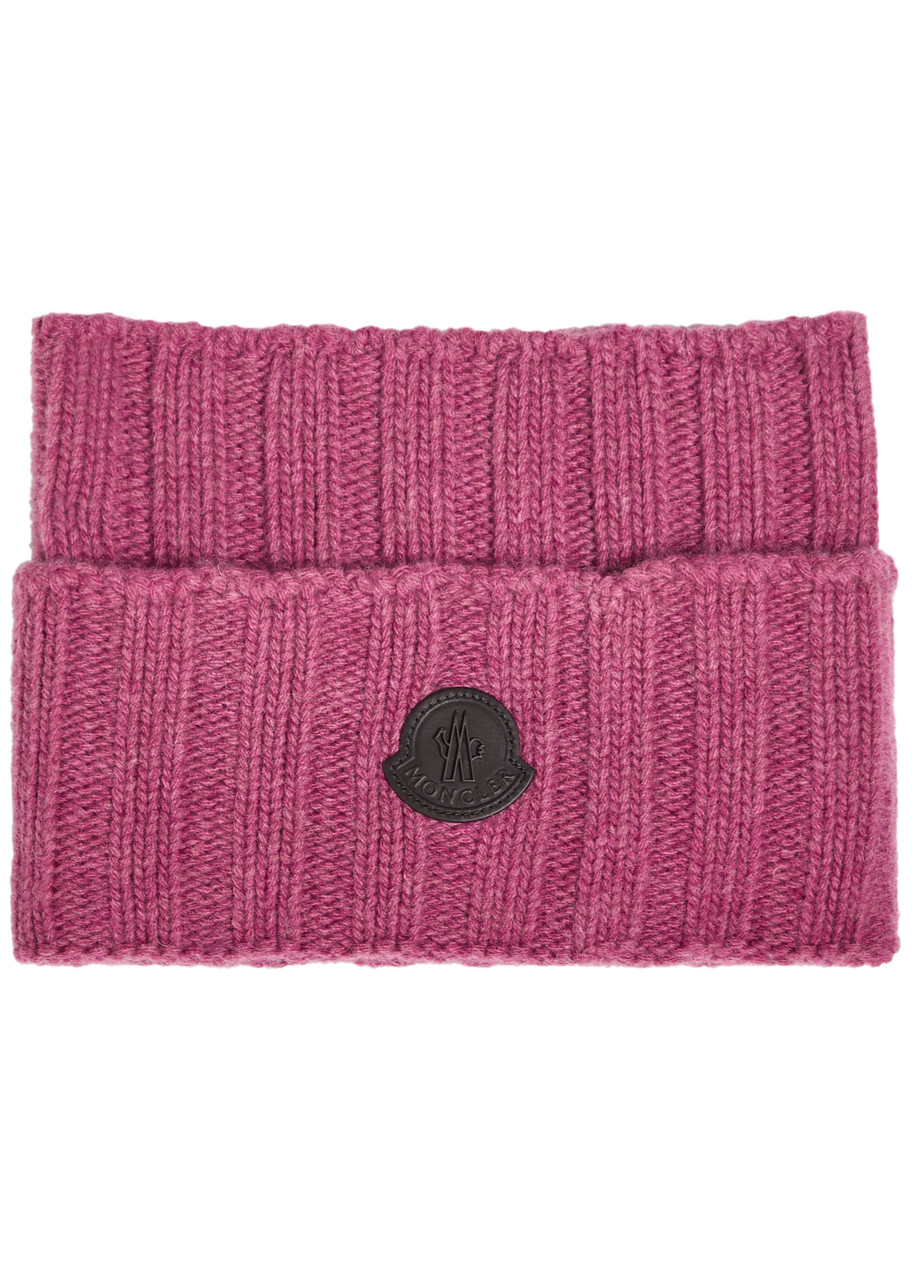 Moncler Logo-appliquéd Wool And Cashmere-blend Collar In Pink