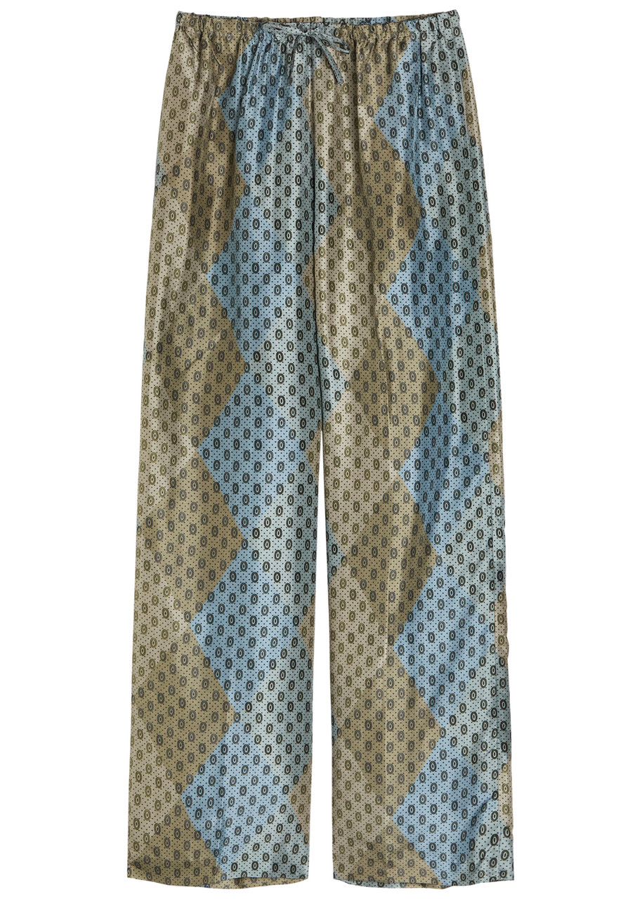 Dries Van Noten Puvis Printed Silk Wide-leg Trousers - Stone - 38 (UK10 / S)