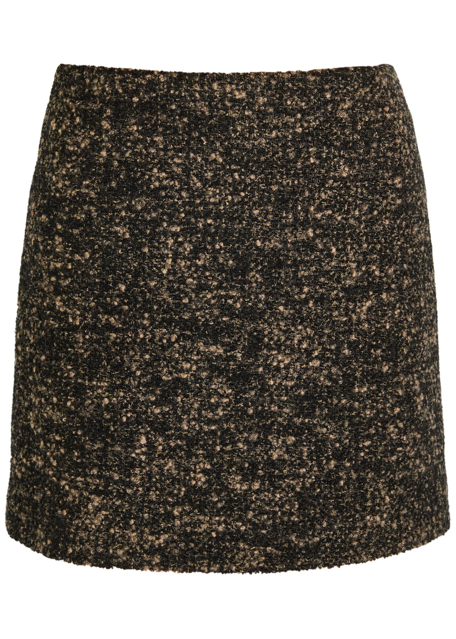 Blazé Milano Coci Wool-blend Tweed Miniskirt In Brown