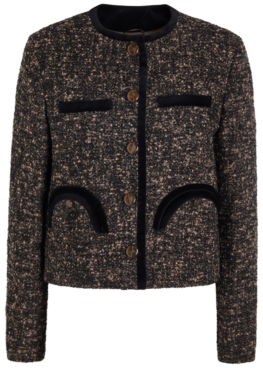 Blazé Milano Katara Embossed Trim-detail Blazer In Brown