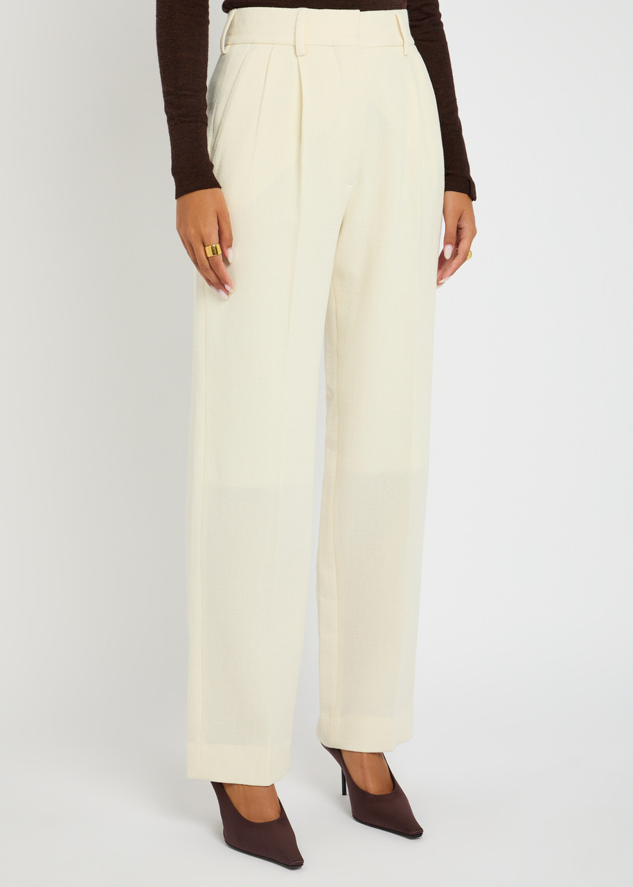Blazé Milano Blaze Milano Fox Pleated Wool-crepe Trousers In White